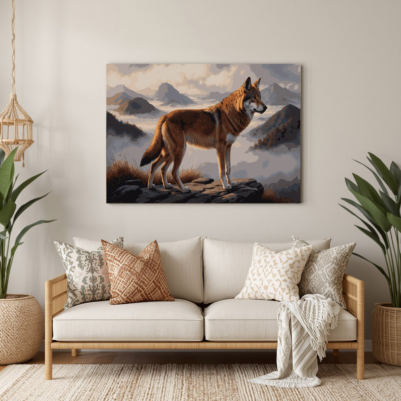 Faune, loup éthiopien, art mural en métal, H 11 po x l 14 po