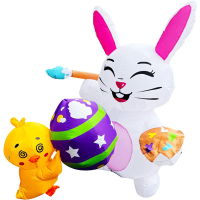 4 FT Inflatable Easter Bunny With Egg Decoration LED Lighted For Lawn Yard Indoor Outdoor Home Holiday Party Decor -  The Holiday AisleÂ®, D53A78912697498C84096F3114153196