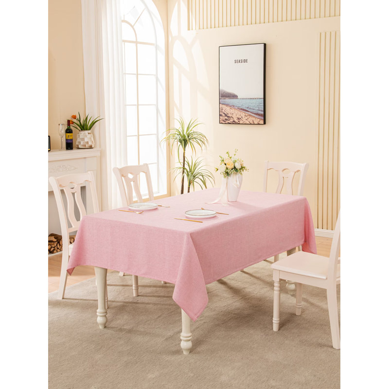 Gimena Fall Rectangle Stain Resistant Tablecloth, 85" L x 57" W, Pink