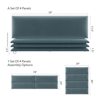 Velvet Wall Paneling in Antique Blue