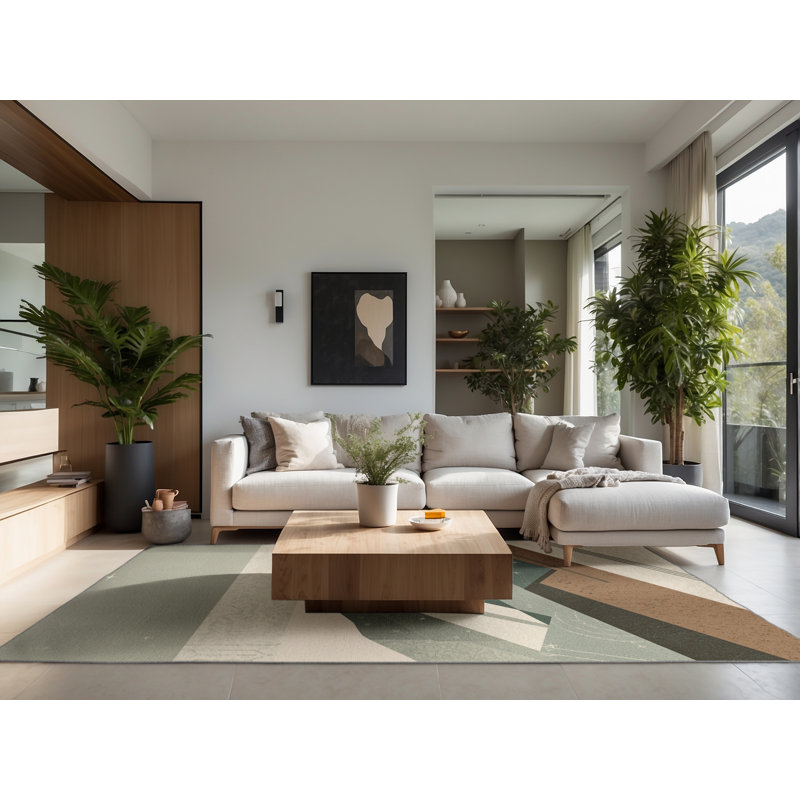 Tapis moelleux moelleux d'inspiration mondiale Shaler, Carré 4 pi