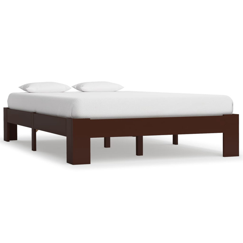 Abarne Solid Wood Bed, Dark Brown, 100 x 200 cm
