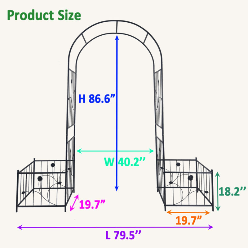 Agustin Garden Arch with Two Plant Stands