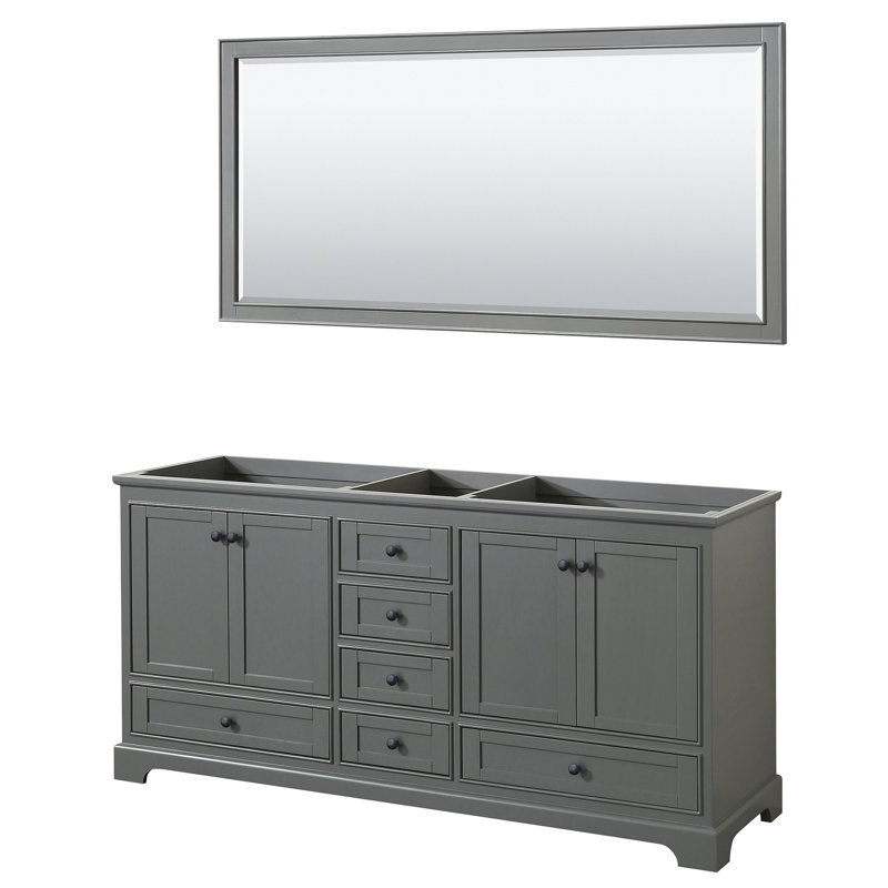 Base de salle de bain double 71 po uniquement meuble-lavabo Deborah, Gris foncé / noir