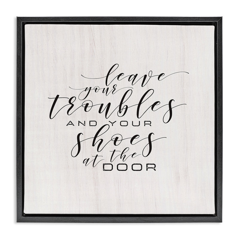 Troubles & Shoes at Door, Jet Black Floater Frame, 25" H x 25" W