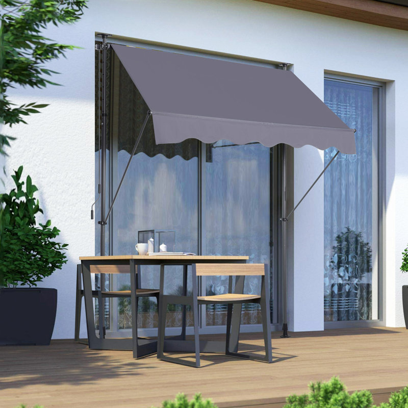 Manual Retractable Awning-78'' Non-Screw Outdoor Sun Shade Cover With UV Protection – 100% Polyester Made Outdoor Canopy Adjustable Patio Door Window Awning Canopy Sun Shade Curtain For Backyard,Sunshade Conapy