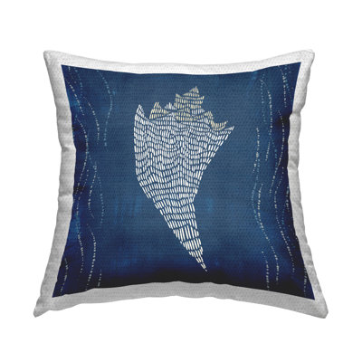 Conch Shell on Blue Printed Outdoor Throw Pillow Design by Jetty Home, LLC