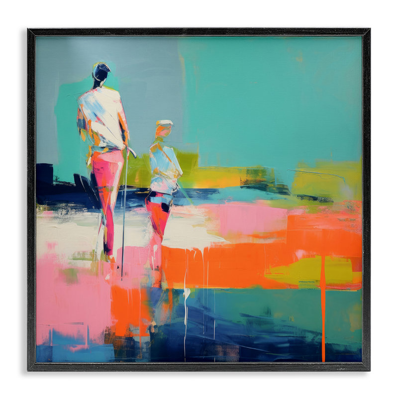 «People Golfing Abstraction», art de la giclée encadrée par Irena Orlov, H 12 po x l 12 po, Giclée encadrée noir minuit
