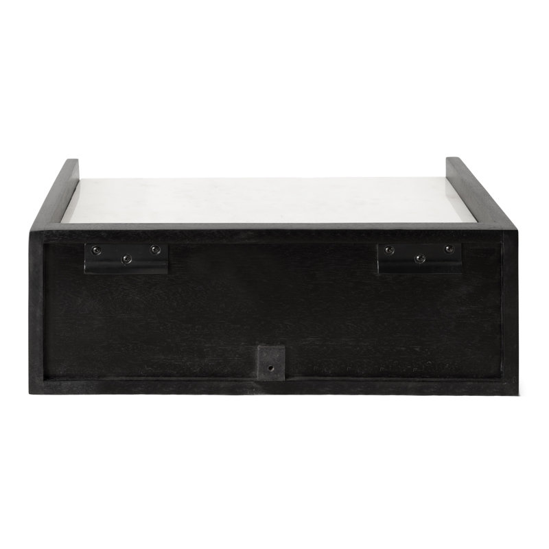 Benning Poplar Floating Shelf with Drawer, Black