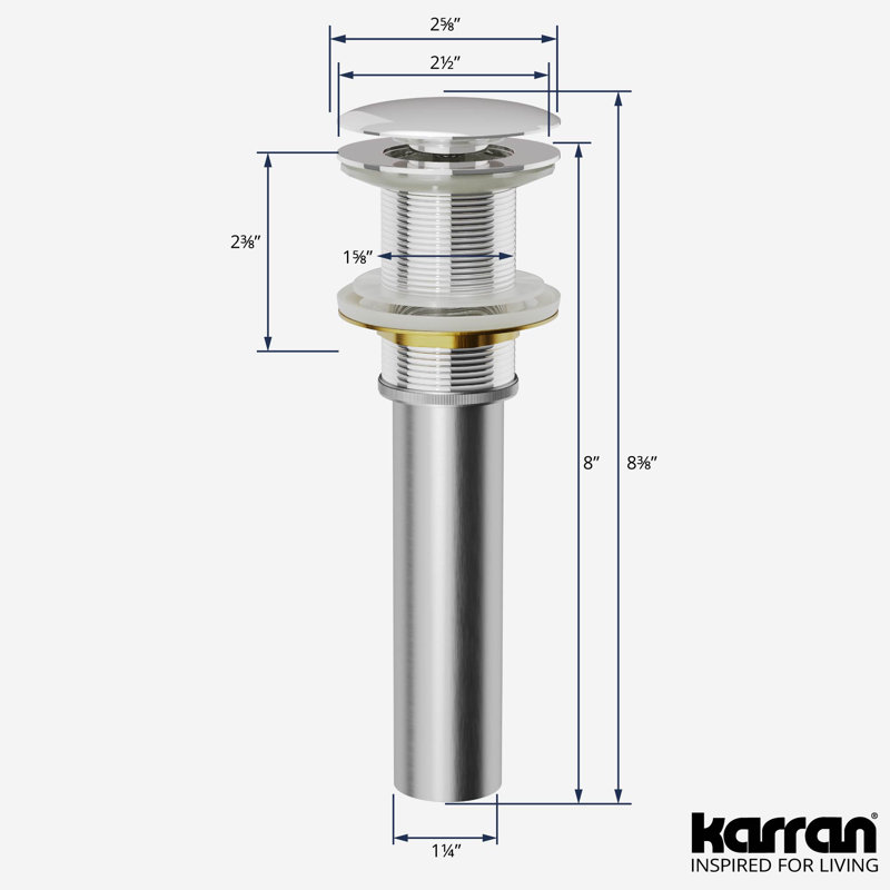 Karran Pop-up Bathroom Sink Drain, Chrome