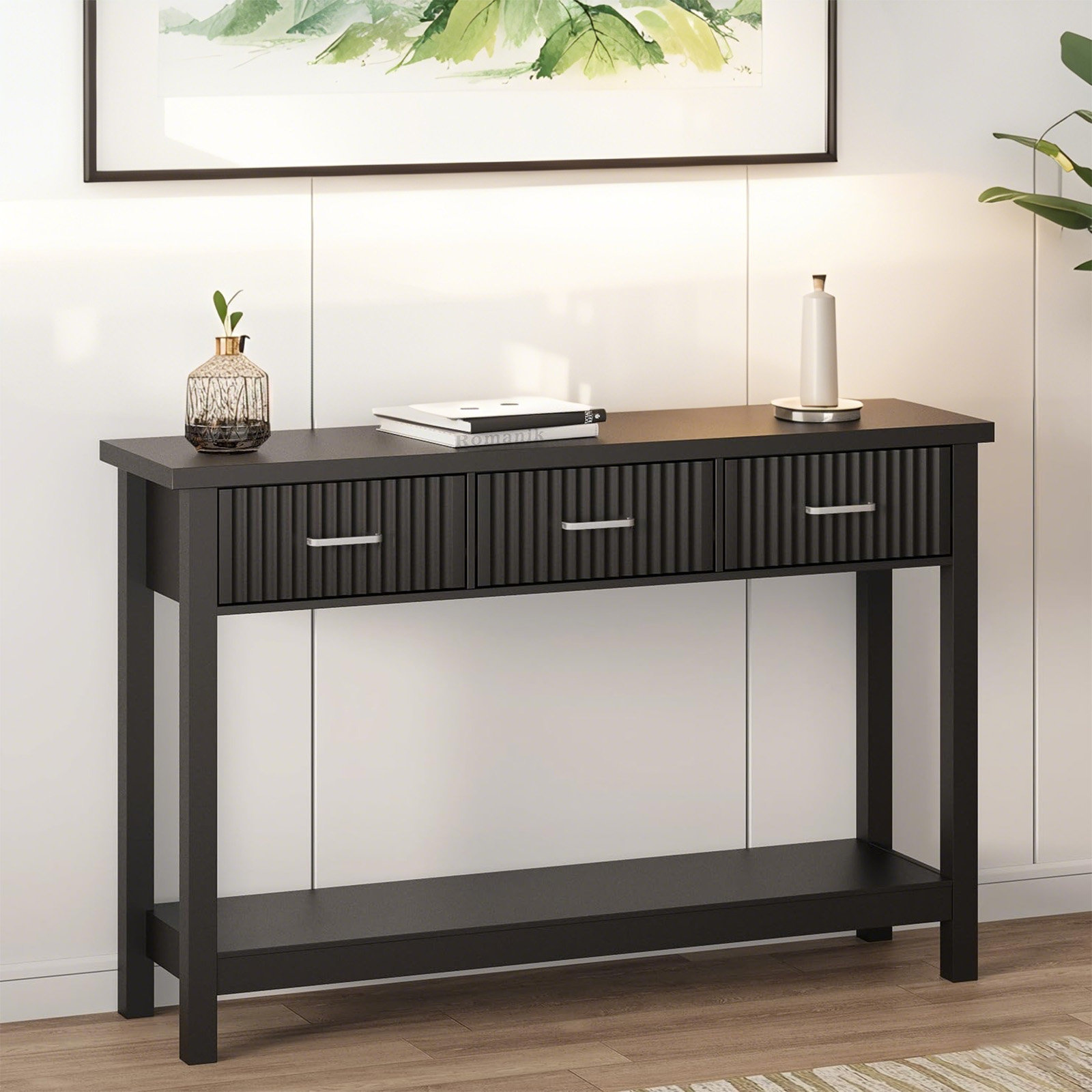 Red Barrel Studio Modern Fluted Console Table with Drawer and Storage ...