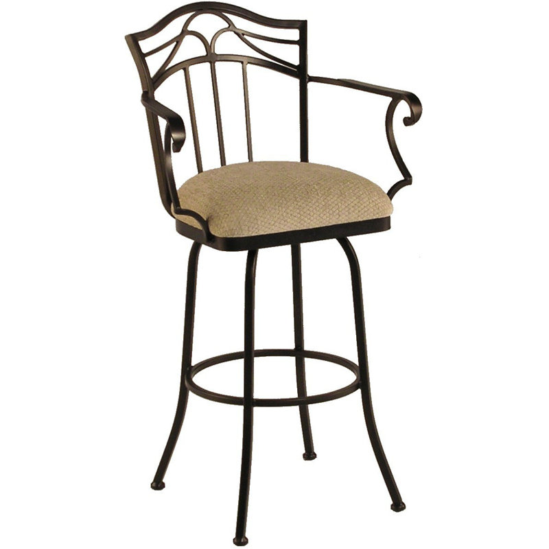 Tabouret de bar et de comptoir Alexis, Noir mat, Brun Ford, Tabouret de comptoir (hauteur de siège de 26 po)