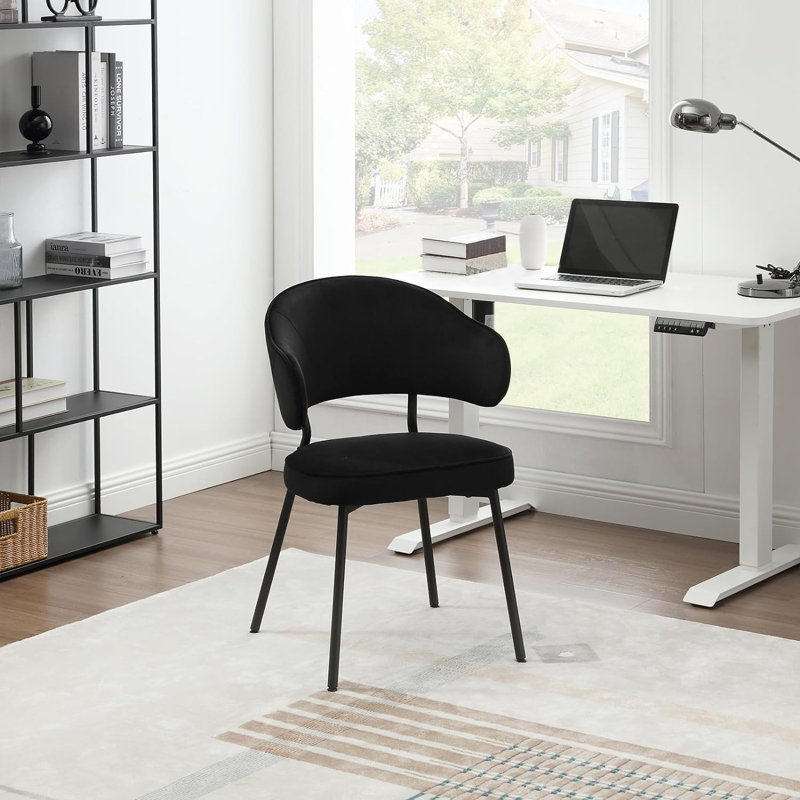 Ludvik 48cm H Velvet Upholstered Upholstered Back Armchair, 1, Black