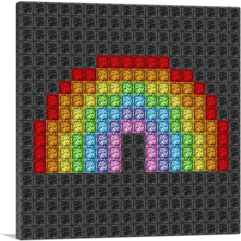 «Colorful Rainbow Emoticon Gay Black Jewel Pixel», impression sur toile tendue, H 18 po x l 18 po x P 0,75 po