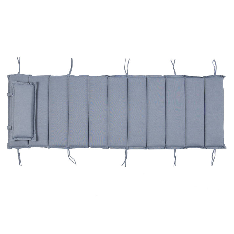 Arbaaz 180cm Long Acacia Single Chaise with Cushions, Blue