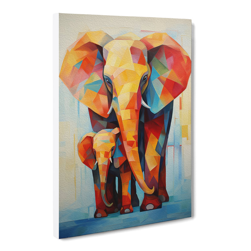 Elephant Cubism - No Frame Print, 60cm H x 40cm W x 3cm D