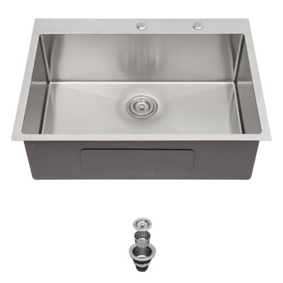 33 Inch Topmount Sink - 33" X 22" X 9" Drop In Stainless Steel Kitchen Sink 16 Gauge 9 Inch Deep Single Bowl Kitchen Sink Basin