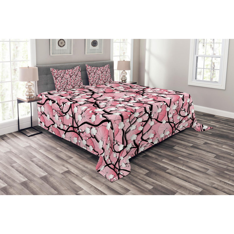 Eclectic Polyester Floral Coverlet, King Coverlet + 2 Shams