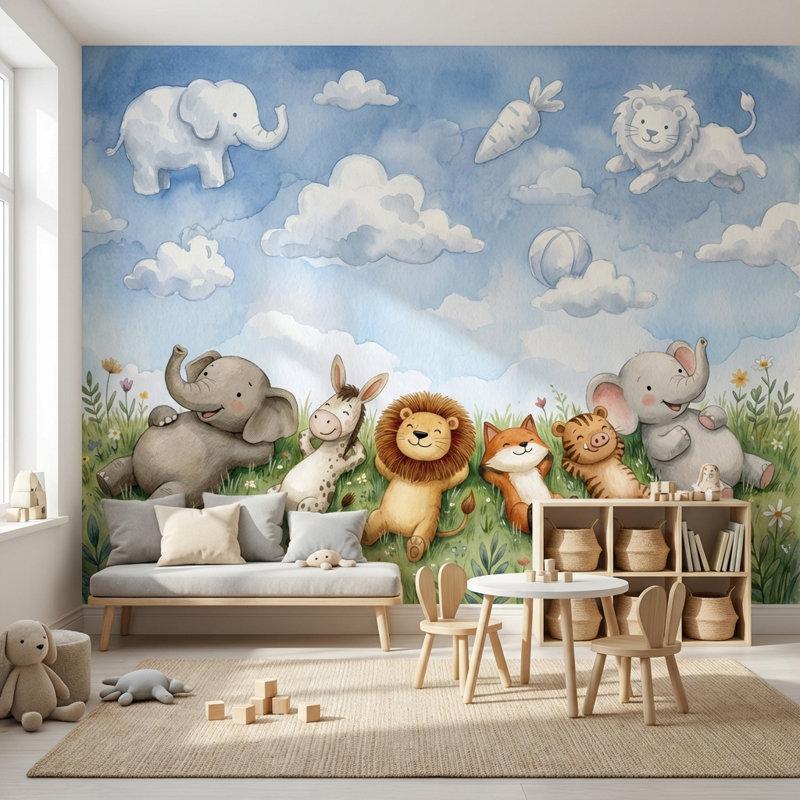 Blue Sky Clouds Wallpaper Sky Clouds Removable Wall Decor, 120"x96", Peel and Stick
