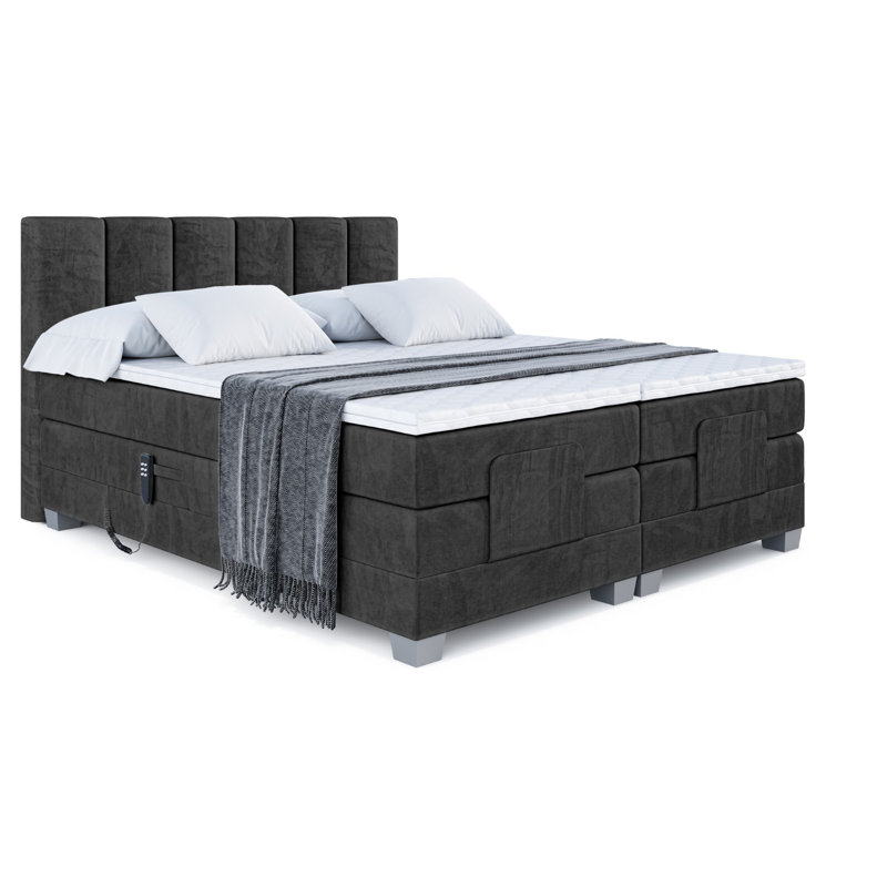 Hatchell Pocket Spring Mattress Divan Bed Base, 200cm x 200cm, Black