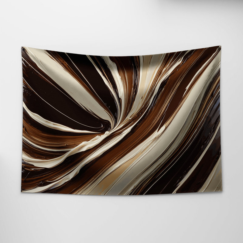 Tapisserie murale horizontale à rayures horizontales crème espresso, 88 po x 104 po