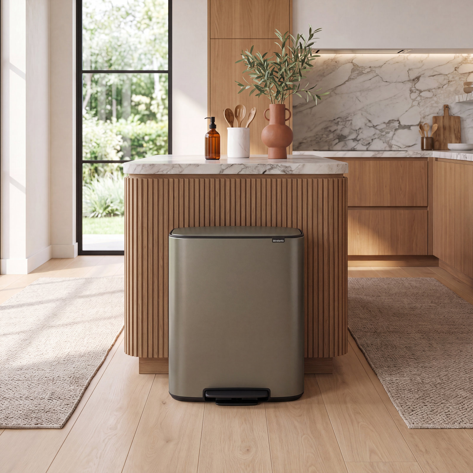 Brabantia Bo Step Dual Recycling Can, Platinum