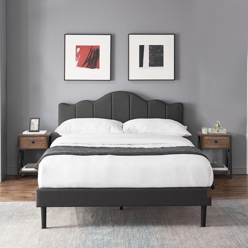 Ensemble de chambre à coucher et ensemble de table de chevet 3 pièces Kempst, Brun, Double