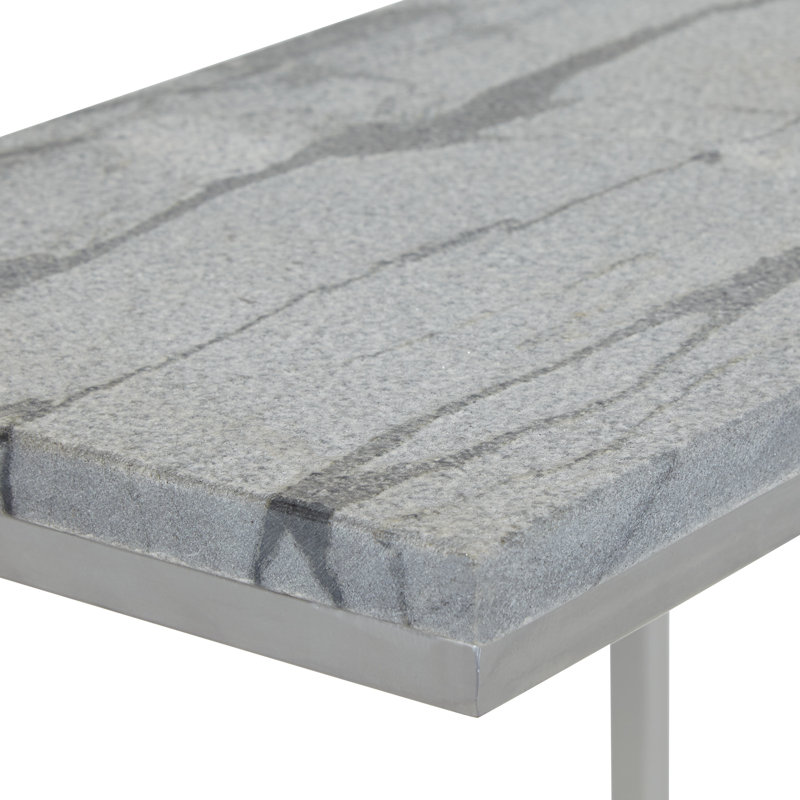 Table de bout en marbre uni Wallace, Chrome, Gris