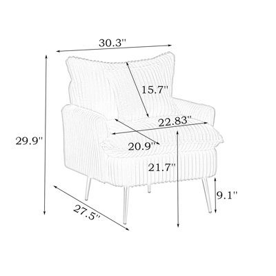 Single Yellow Corduroy , 30.31 Inch Ergonomic , Easy To Care, Living Room Meeting , Maintain,