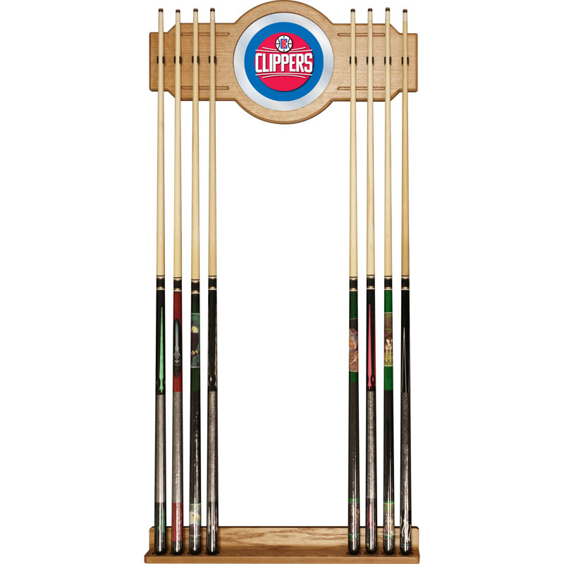 Support à queue de billard avec miroir nba, Clippers de Los Angeles, L 13,25 po x l 28 po