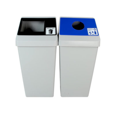 Poubelle commerciale à double bac de 44 gallons Sturdy Essentials Smart Sort pour déchets, canettes et bouteilles