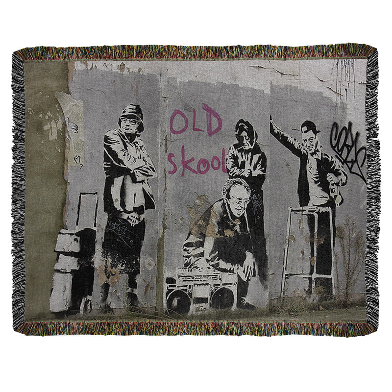Banksy Graffiti Hand Woven Throw Blanket, 60" W x 80" L
