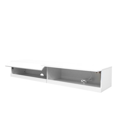 Meuble télé blanc avec support et options de rangement disponibles