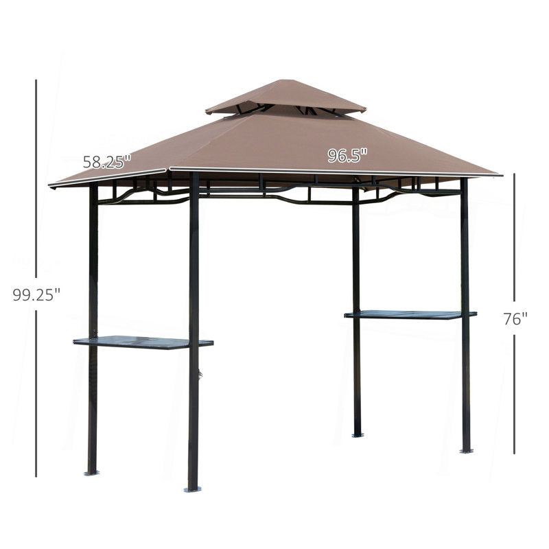 Pavillon de jardin avec double toit et auvent pour barbecue