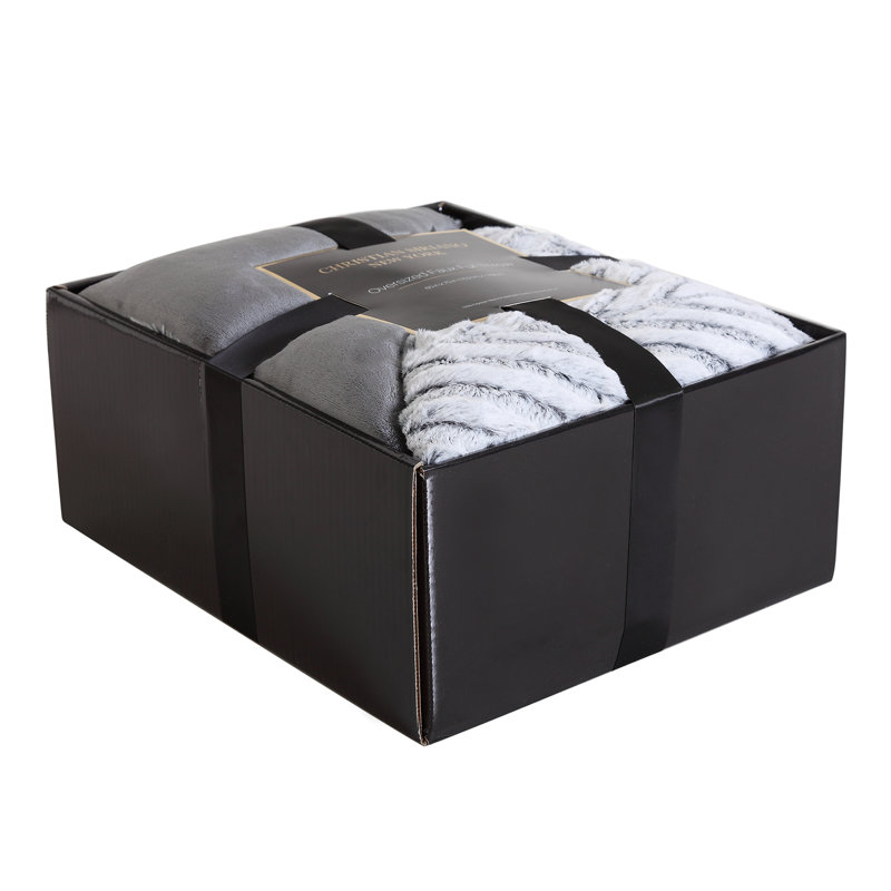 Christian Siriano Grey Chevron Gift Boxed Throw