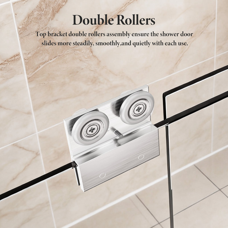 50"-54" W x 70" H Brushed Nickel Semi-Frameless Bypass Shower Door, 1/4" (6mm) SGCC Certified Tempered Glass Double Sliding Shower Enclosure