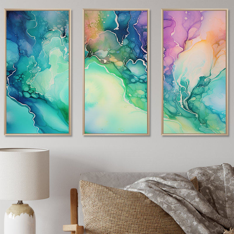 Chuipek - ensemble de reproduction d'art mural Aurore boréale, Cadre naturel flottant, H 40 po x l 60 po x P 1 po