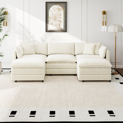 Canapé-lit en chenille moderne avec repose-pieds