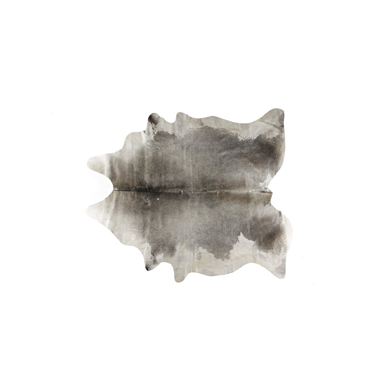 Tapis en cuir de vache noué à la main gris et blanc 5 pi x 7 pi