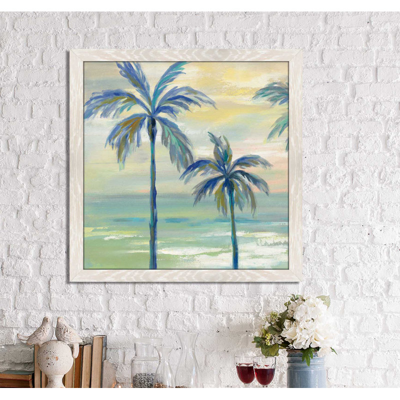« marine layer palms ii », reproduction de peinture à l’acrylique, H 27,5 po x l 27,5 po x P 0,75 po
