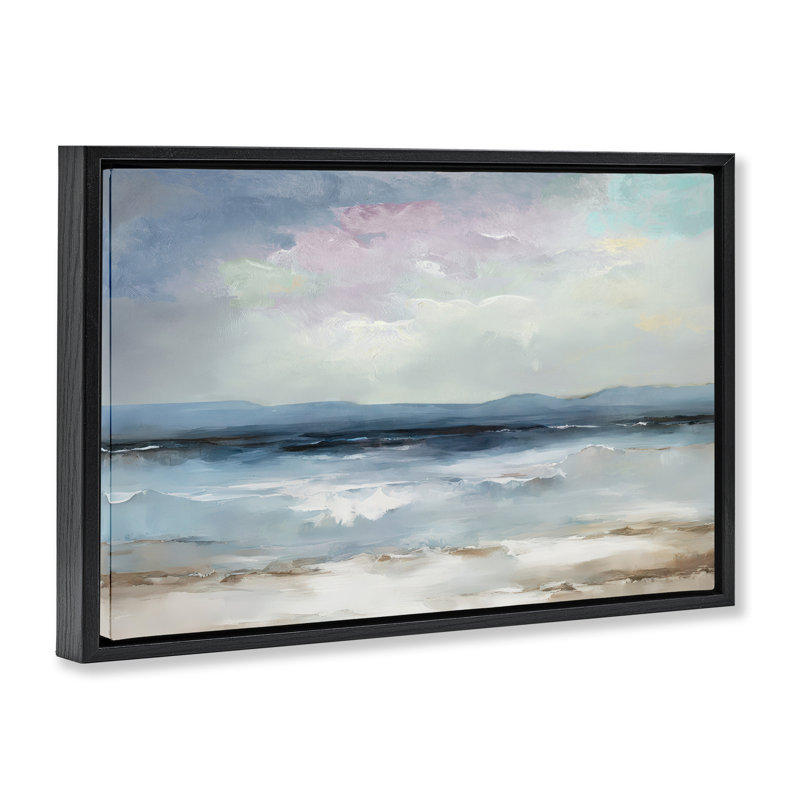 Cadre flottant Coastal Sea Of Sighs, design par Annabelle Hall, H 17 po x l 25 po, Cadre flottant noir de jais