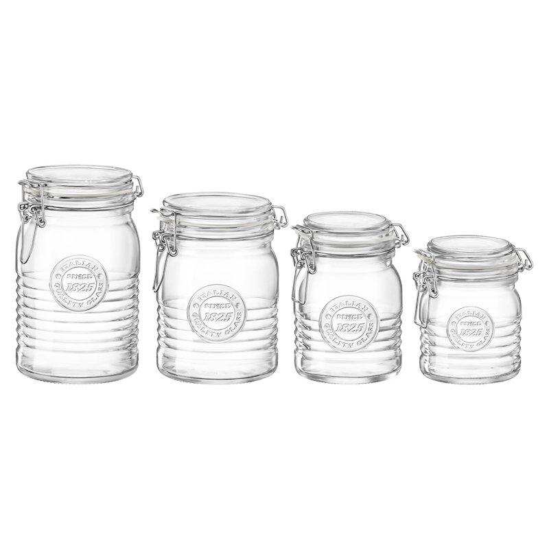 Officina 1825 Glass Storage Jars, 16.4cm H x 11.1cm W x 11.1cm D