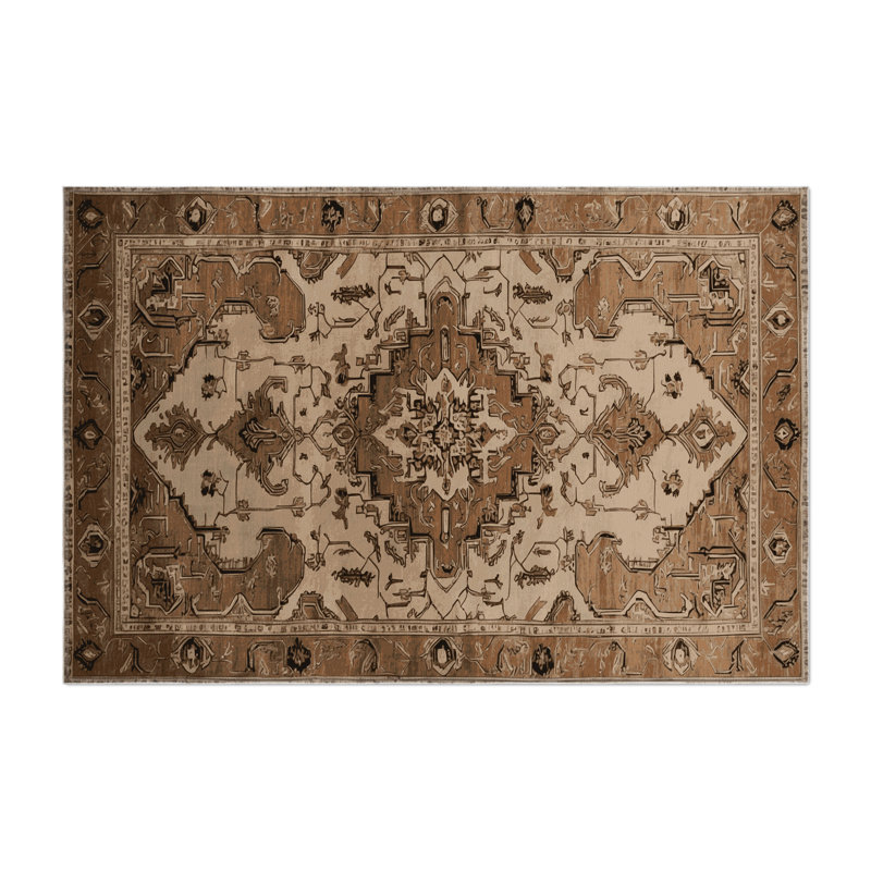 Tapis d'intérieur et d'extérieur brun Persian, Rectangle 5 pi x 7 pi