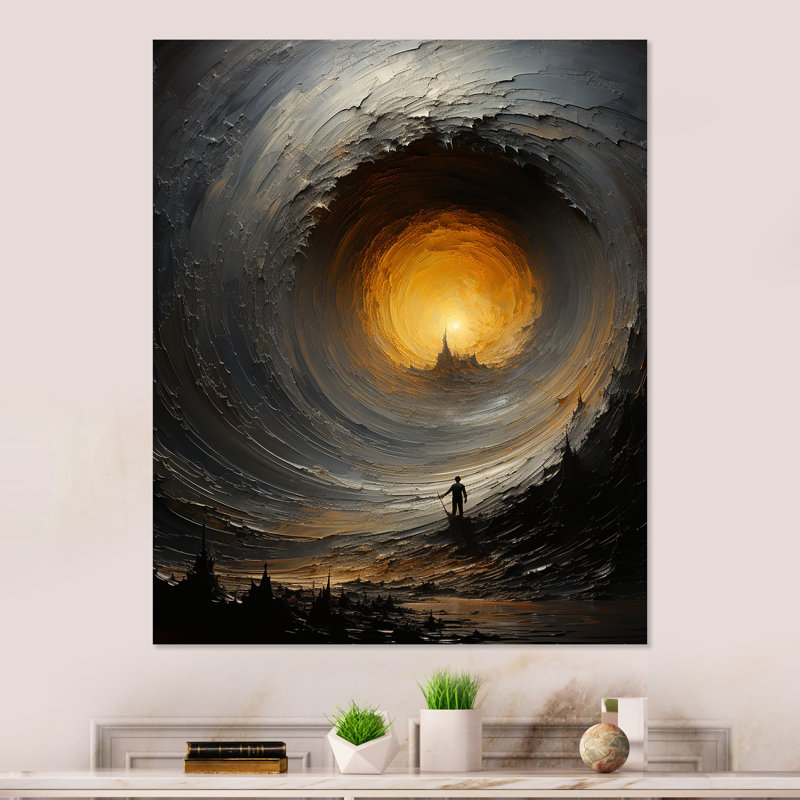 Vagues de tempête modernes dans l'océan I - spirales abstraites, art mural en métal, H 32 po x l 16 po x P 1 po