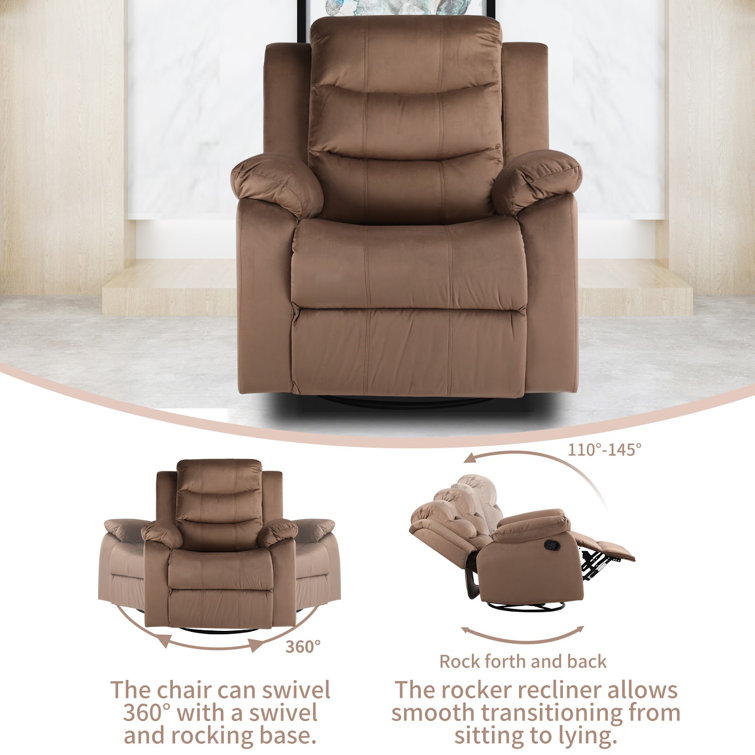 Latitude Run® Leather Recliner Chair for Living Room Rocker Single