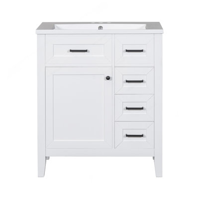 30" Bathroom Vanity With Sink Combo, White Bathroom Cabinet With Drawers,  Frame And MDF Board (Old Sku:N725S999222K)