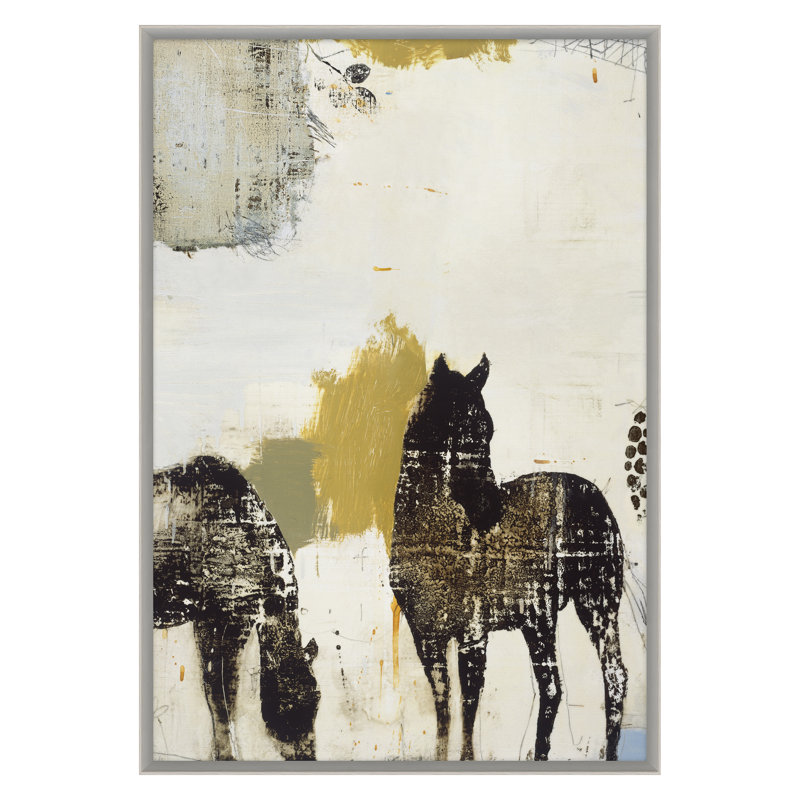 Gray Horses II Print by Patrick Atkinson, 30" H x 21" W x 2" D, White Wash Oak Framed