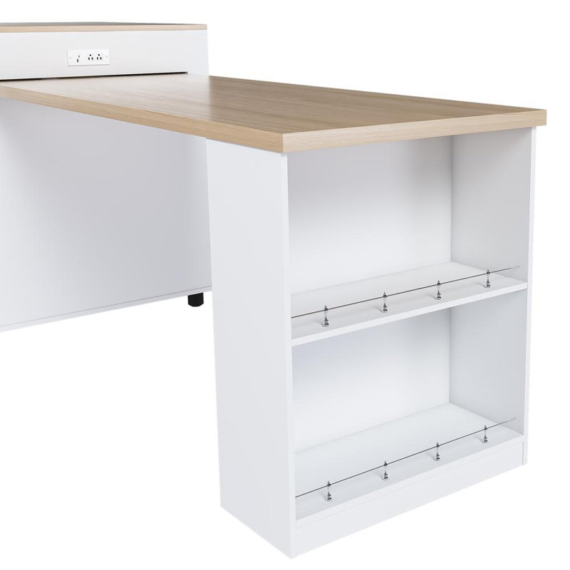 Îlot de cuisine extensible intelligent, White/Natural