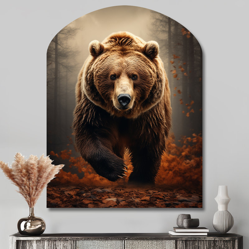 Ours sauvage majestueux ours I - décoration murale en métal, forme asymétrique, H 43 po x l 33 po