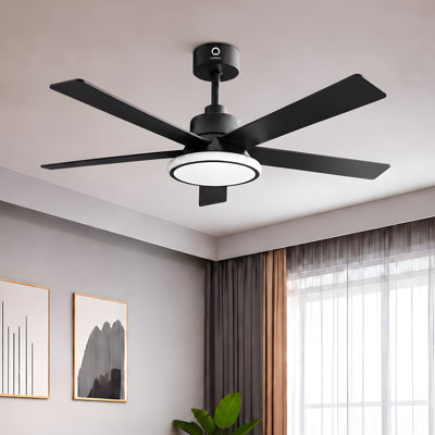 Ventilateur de plafond intelligent Lumary 52 po avec lumière, RVBAI, intensité et réglage des couleurs, Wi-Fi, Bluetooth, compatible Alexa/Google/application, montage sur tige de suspension 5 po/10 po (noir)